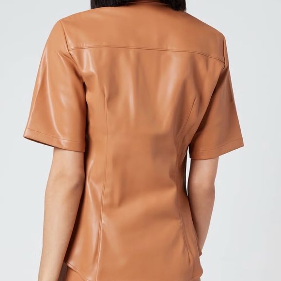 Simon Miller Bandera Vegan Leather Short Sleeve Shirt Size S - Picture 2 of 8